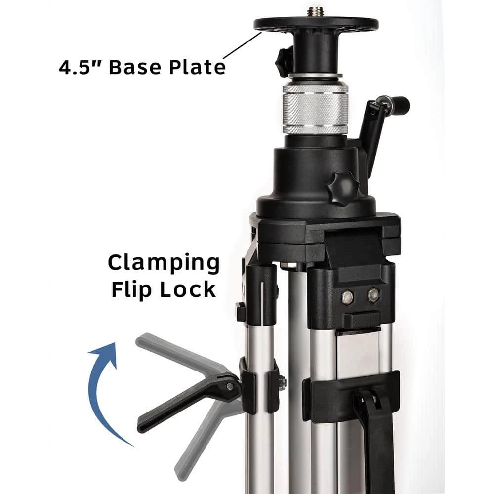 157 in. Heavy-Duty Aluminum Laser Level Extra Tall Quick Clamp Elevating Tripod with Shoulder Strap by AdirPro - Image 5