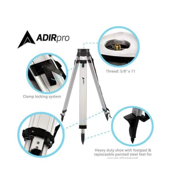 16 ft. Aluminum Dual Sided Grade Telescoping Rod Inches and Black Tripod with Quick Clamp by AdirPro - Image 8