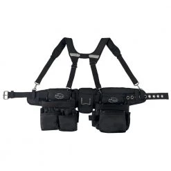 Journeyman's Framers 2 Pouch Tool Storage Suspension Rig with Suspenders in Black by DEAD ON TOOLS