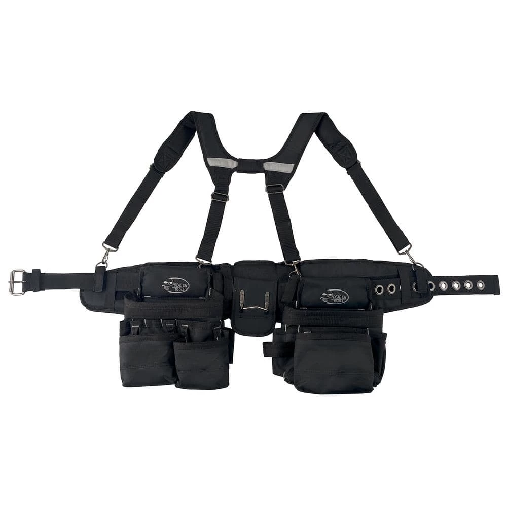 Journeyman's Framers 2 Pouch Tool Storage Suspension Rig with Suspenders in Black by DEAD ON TOOLS