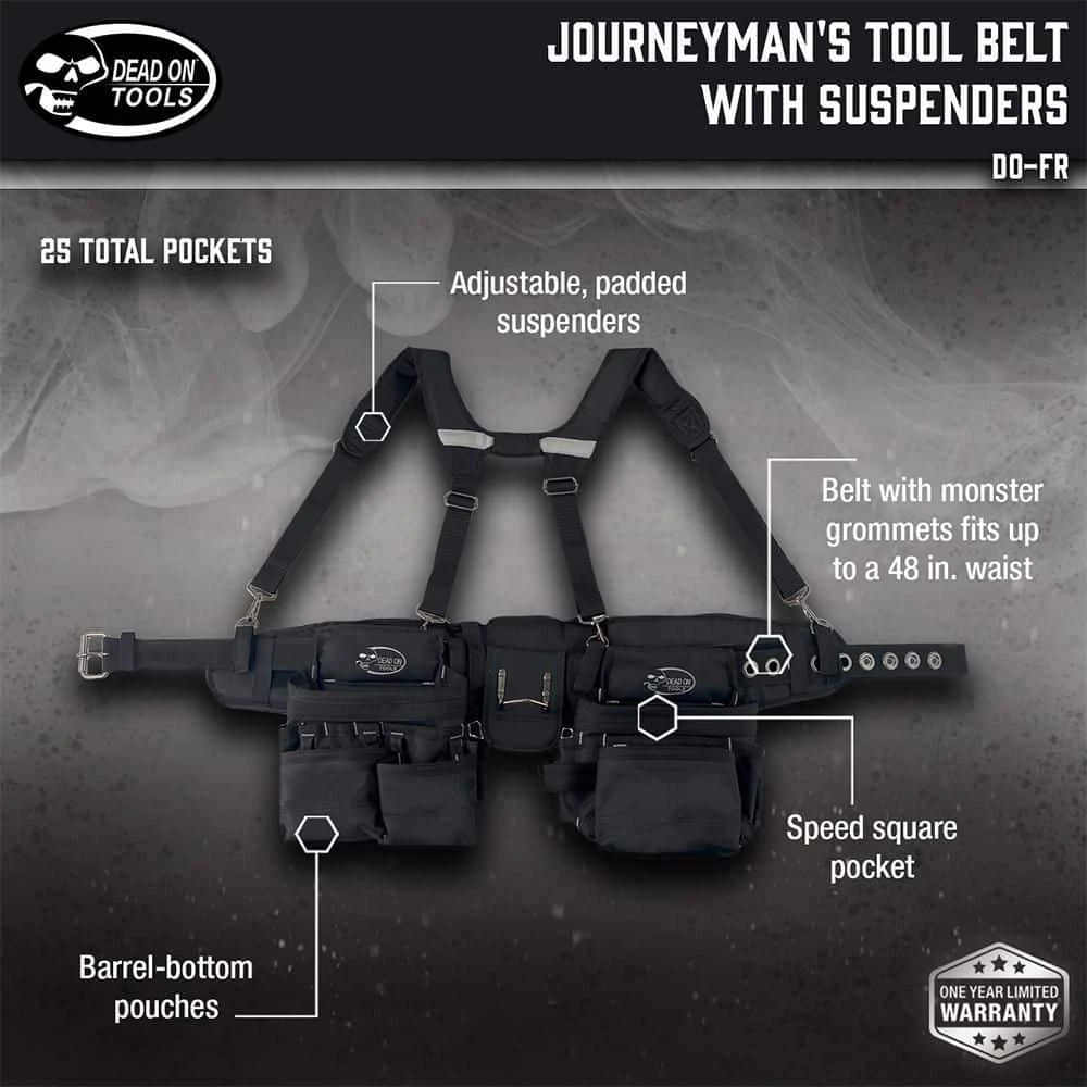 Journeyman's Framers 2 Pouch Tool Storage Suspension Rig with Suspenders in Black by DEAD ON TOOLS - Image 2