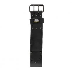 3 in. Wide Oil Tan Tool Belt in Black Saddle Leather with Double Tongue Roller Buckle by DEAD ON TOOLS