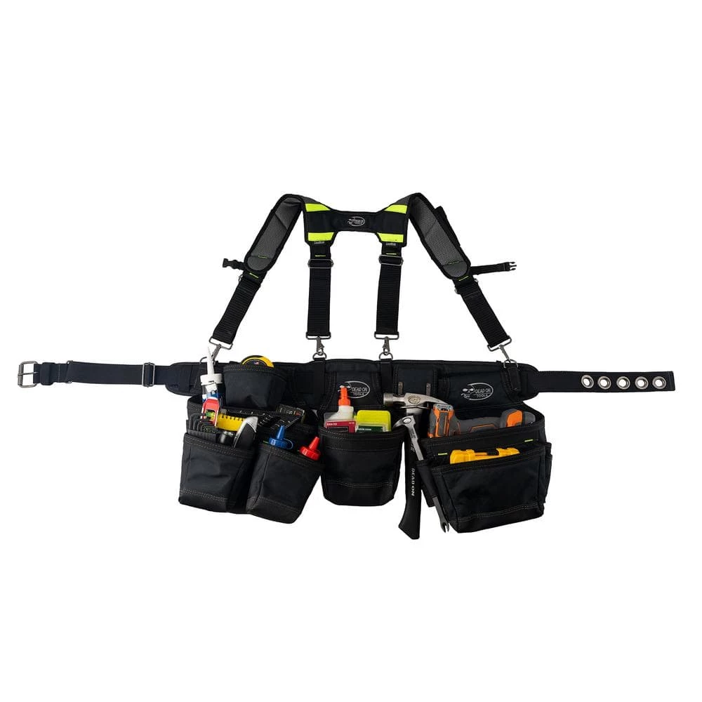 Professional Framers 3 Pouch Tool Storage Suspension Rig with LoadBear Suspenders in Black by DEAD ON TOOLS - Image 3