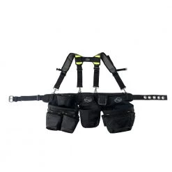Professional Framers 3 Pouch Tool Storage Suspension Rig with LoadBear Suspenders in Black by DEAD ON TOOLS
