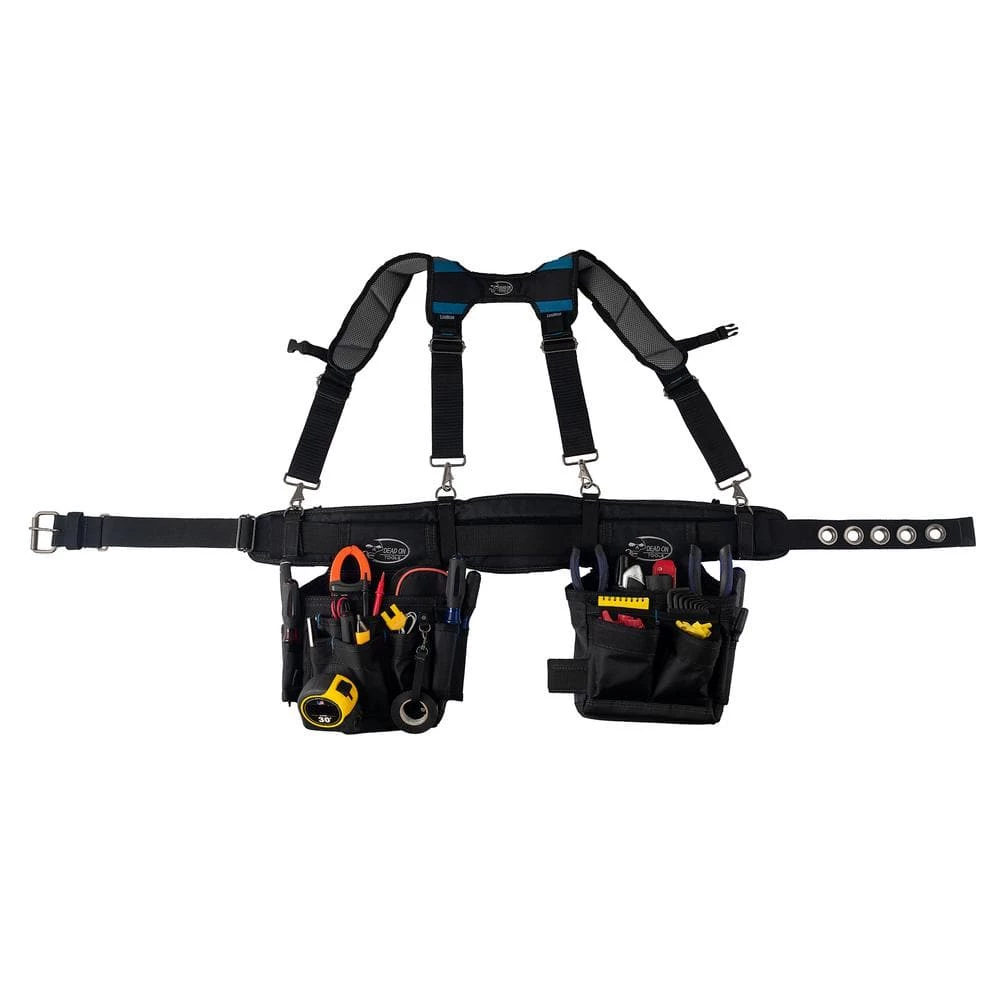 Professional Electrician's 2 Pouch Tool Storage Suspension Rig with LoadBear Suspenders in Black by DEAD ON TOOLS - Image 3