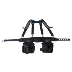Professional Electrician's 2 Pouch Tool Storage Suspension Rig with LoadBear Suspenders in Black by DEAD ON TOOLS