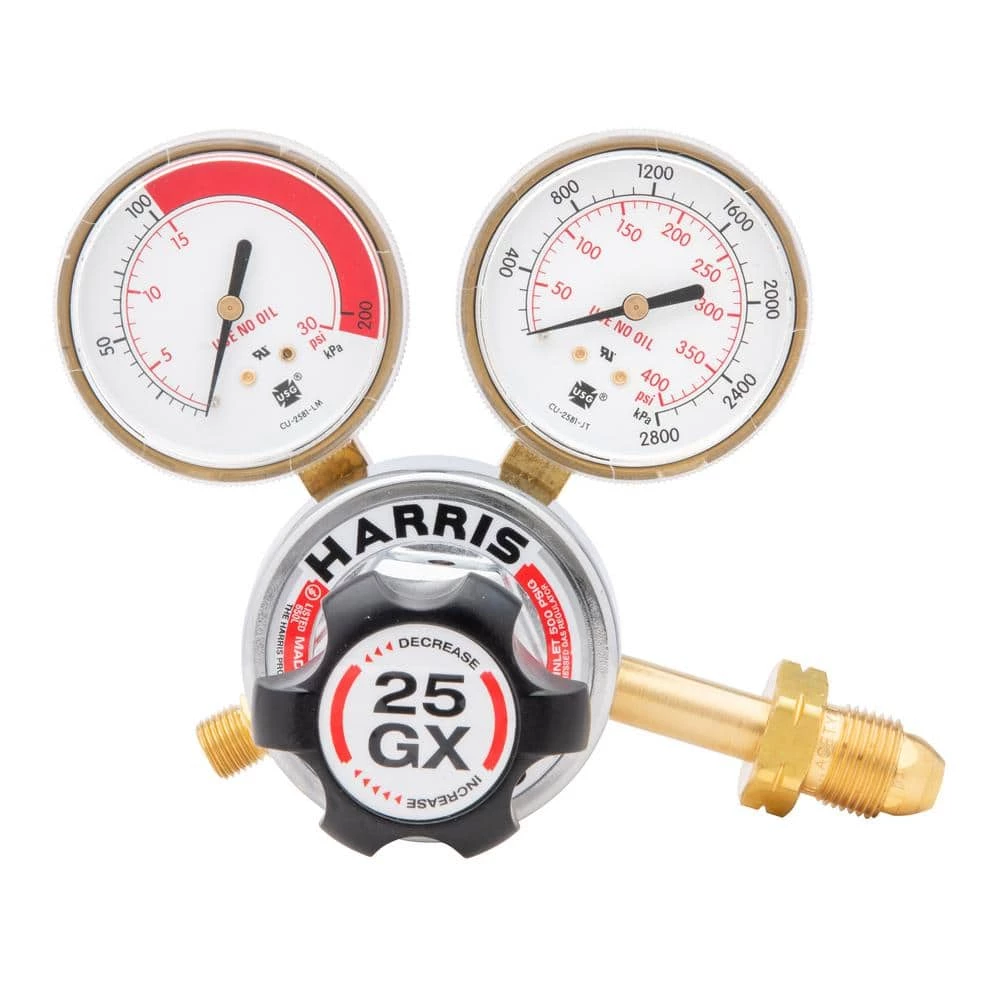 25GX 9/16 in. Acetylene Regulator with Gauges by Harris - Image 2