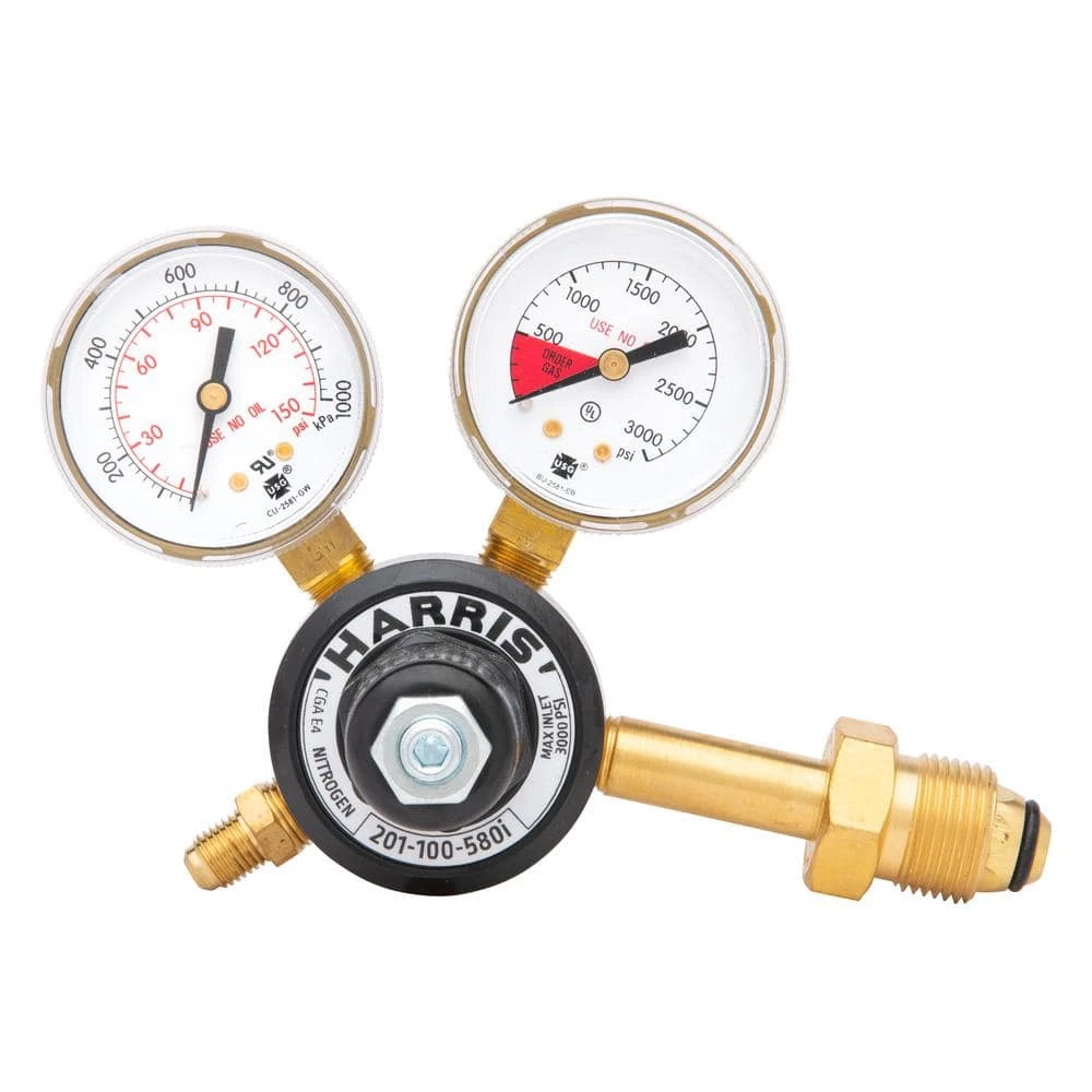 1/4 in. Model 201 Brass Nitrogen Preset Beverage Regulator 0-100 PSIG by Harris