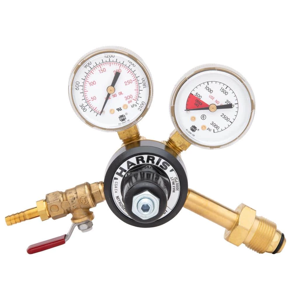 1/4 in. Model 201 Brass Nitrogen Preset Beverage Regulator 0-100 PSIG by Harris