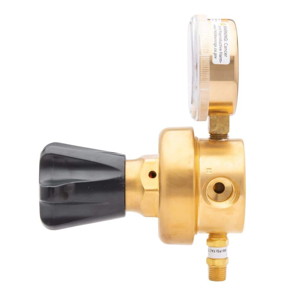 High-Flow Single Gauge Inline Manifold Nitrogen, Helium, Carbon Dioxide, Hydrogen, Oxygen Regulator 0-500 PSIG, .25 FNPT by Harris - Image 3