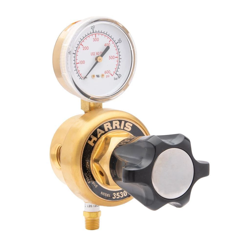 High-Flow Single Gauge Inline Manifold Nitrogen, Helium, Carbon Dioxide, Hydrogen, Oxygen Regulator 0-500 PSIG, .25 FNPT by Harris - Image 6