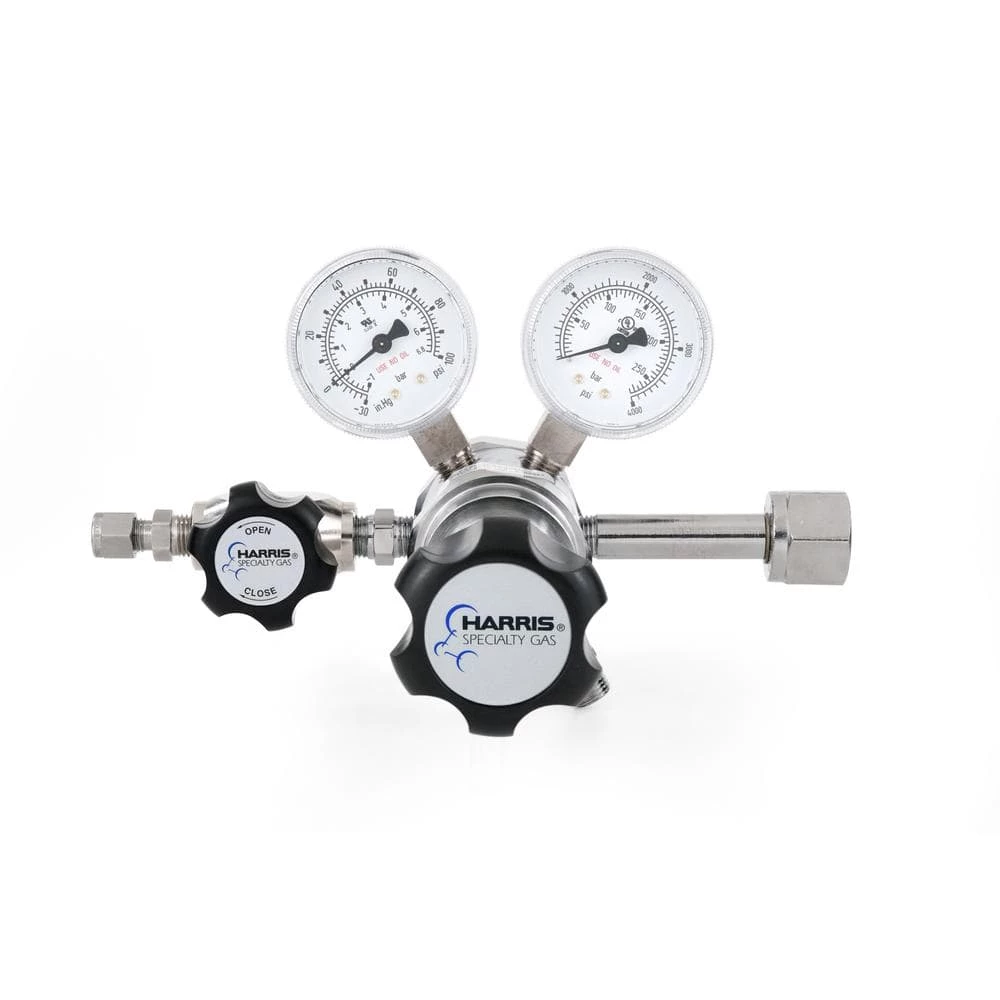 0 PSI to 50 PSI 2-Stage CGA 540 Chrome-Plated, 1/4 in. Compression Fitting, Oxygen Specialty Gas Lab Regulator by Harris