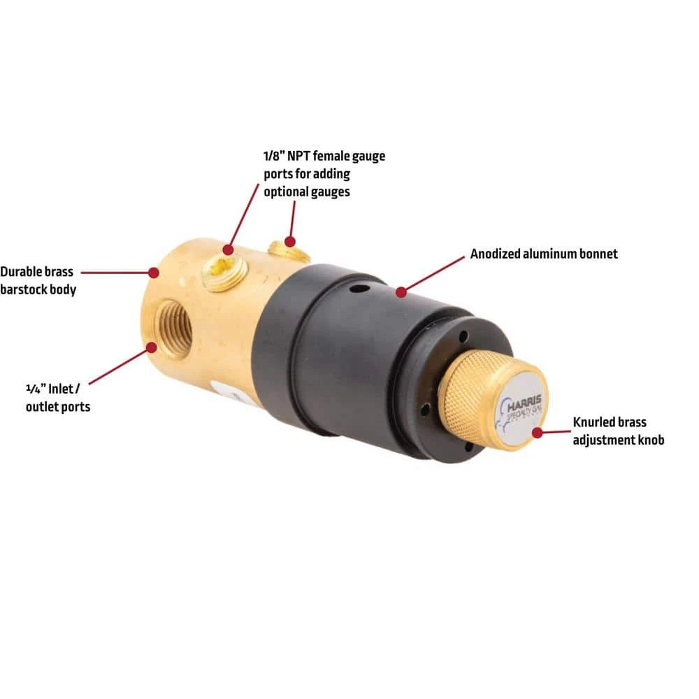 1/4 in. MR5 Compact Brass Miniature Bottle Regulator, Non-Corrosive, Corrosive and Flammable Gases 0-100 PSIG by Harris - Image 7