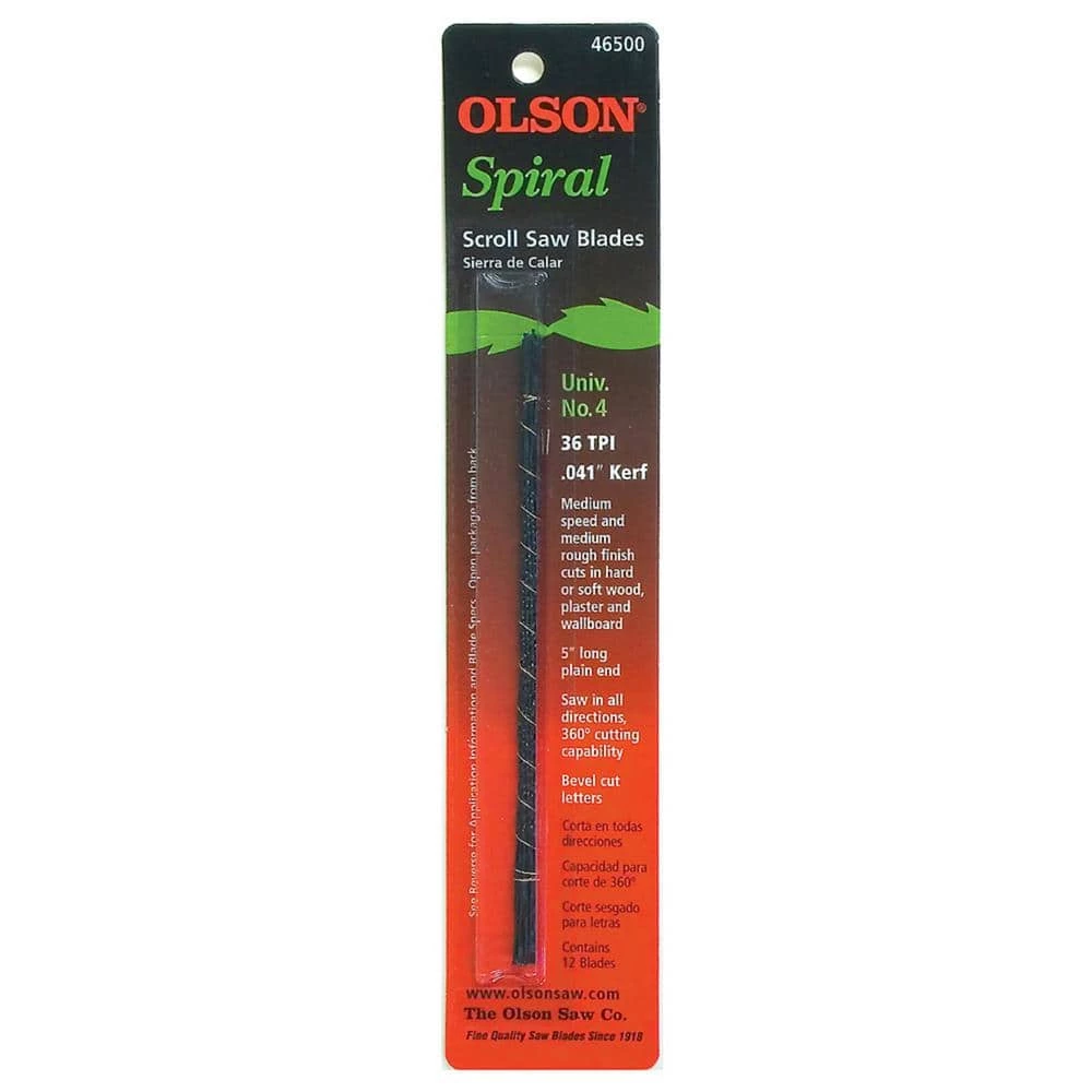 5 in. long Plain End Steel Scroll Saw Blade. Universal Number 4 with 36 Teeth per Inch (12-pack) by Olson Saw - Image 2