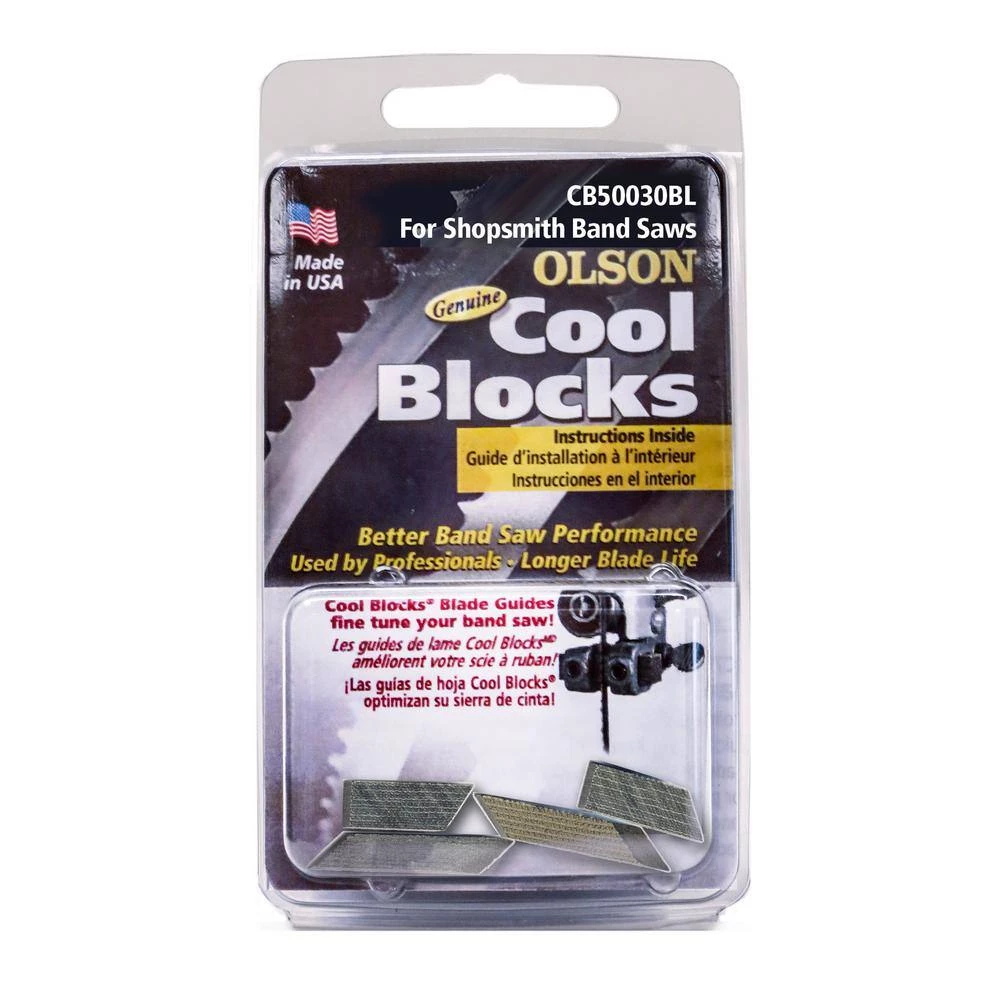 Two 3/8 in. x 3/8 in x 1 in. and 2 3/8 in. x 1/4 in. x 1-1/2 in. Band Saw Guide Blocks for Shopsmith Band Saws by Olson Saw - Image 2