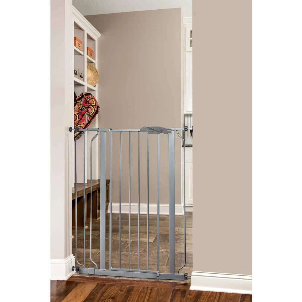 36 in. Platinum Metal Easy Step Extra Tall Walk-Through Gate by Regalo - Image 3