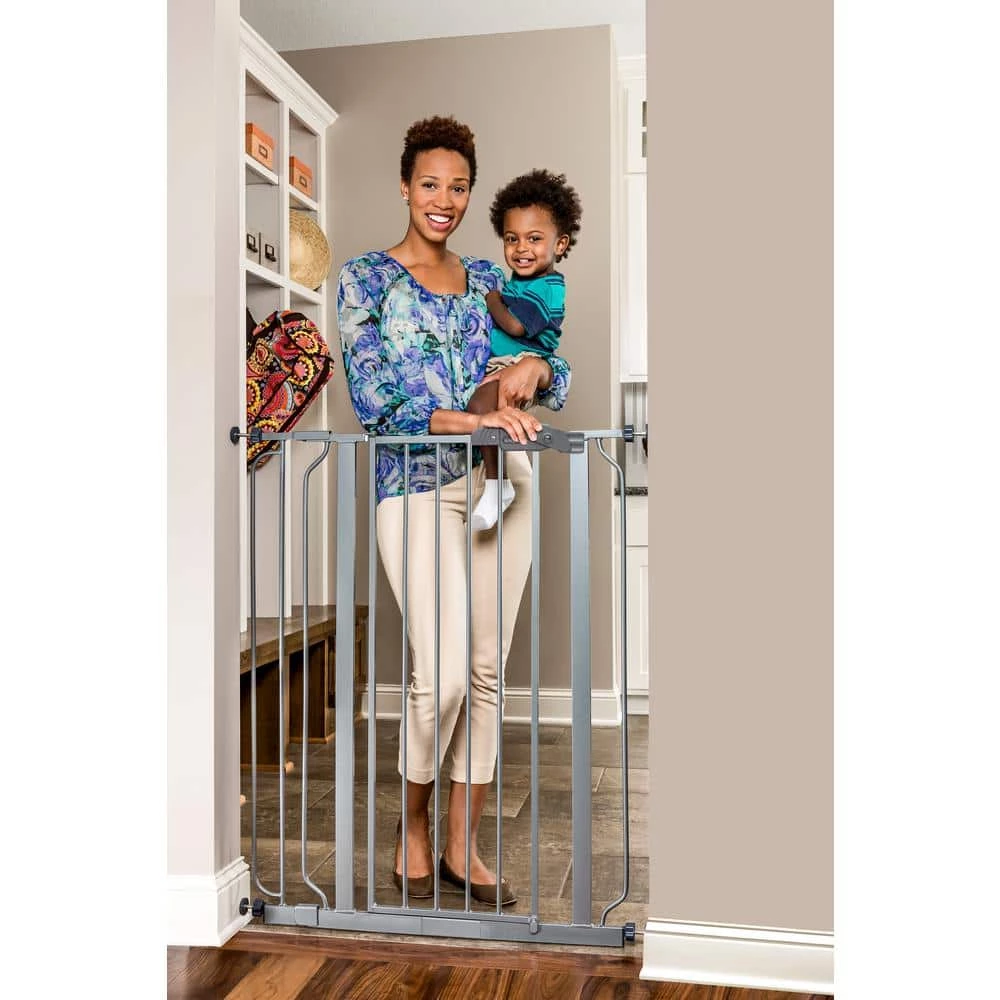 36 in. Platinum Metal Easy Step Extra Tall Walk-Through Gate by Regalo - Image 2