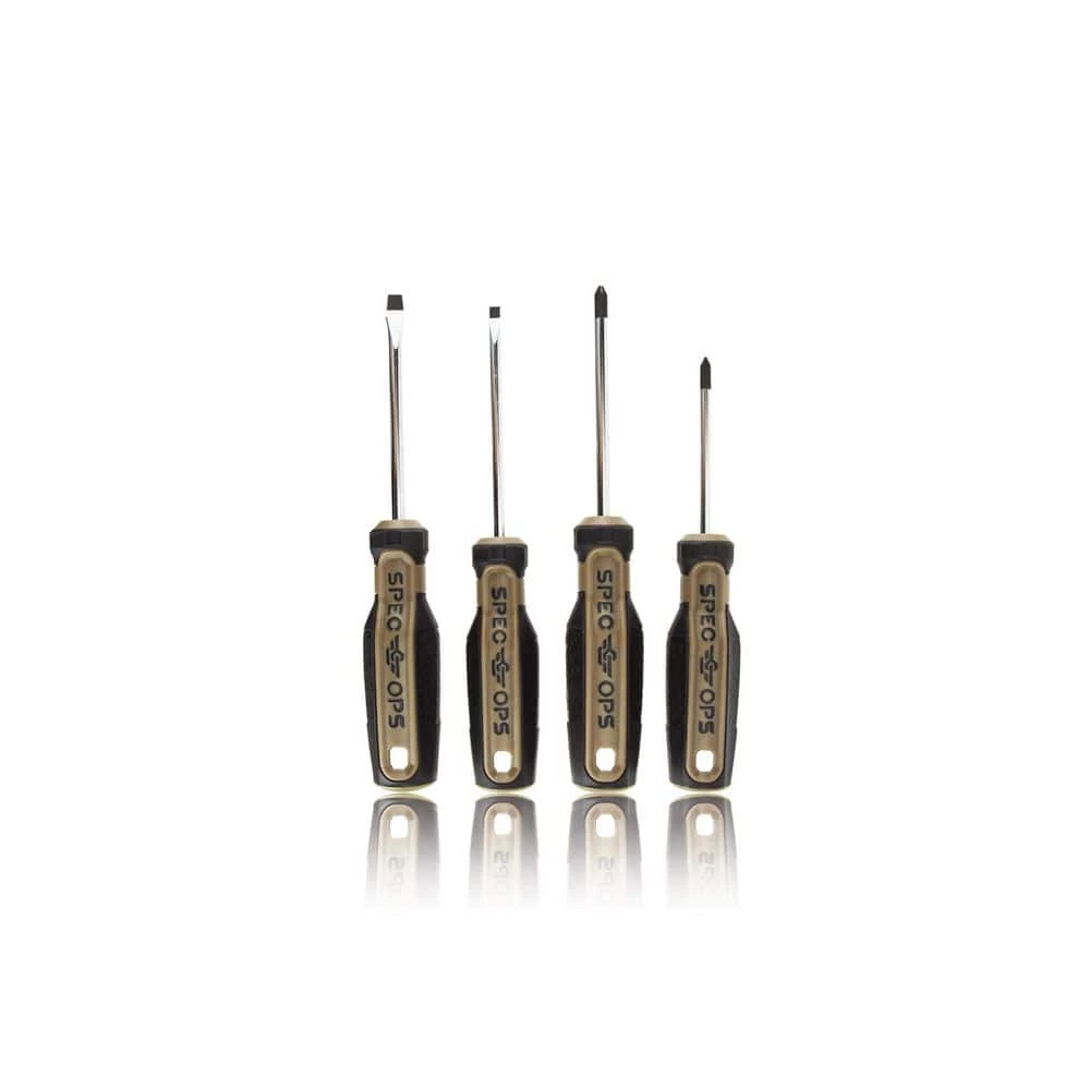 Screwdriver Set, Phillips #1 and #2, Slotted 3/16 in. and 1/4 in., Magnetic Tip, Cr-Mo Steel Shaft (4-Piece) by SPEC OPS