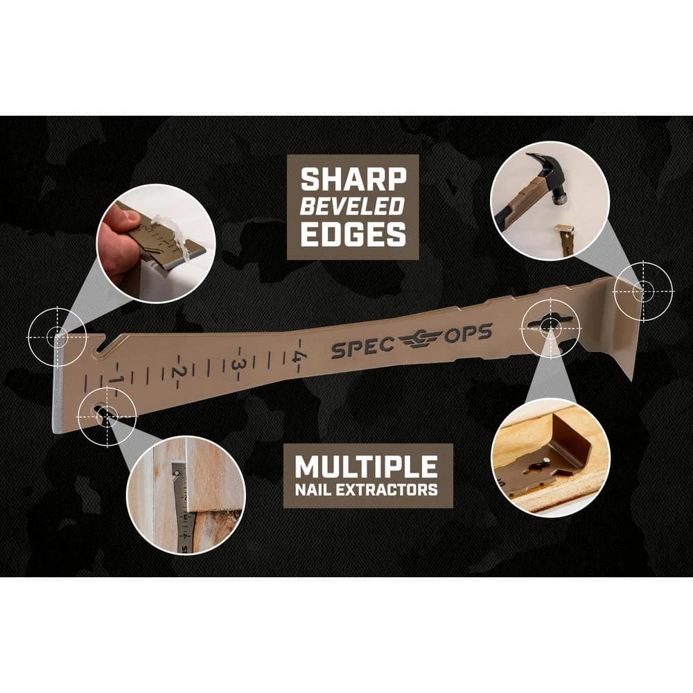 9.5 in. Trim Bar, High Carbon Spring Steel, Built In Ruler, Beveled Edges, Nail Puller, 2 Pack by SPEC OPS - Image 4