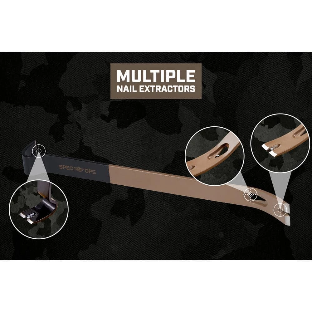 21 in. Flat Pry Bar Crowbar, Curved Rocker Head, Teardrop Nail Puller, High-Carbon Steel by SPEC OPS - Image 5