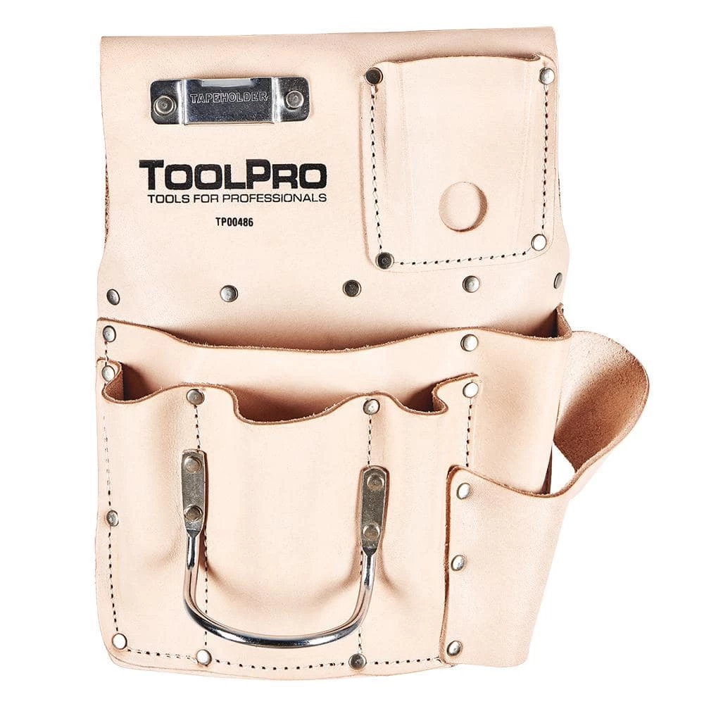 Top Grain Leather Left Handed 8 Pocket Drywall Pouch by ToolPro