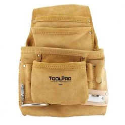 10-Pocket Suede Leather Nail and Tool Pouch by ToolPro