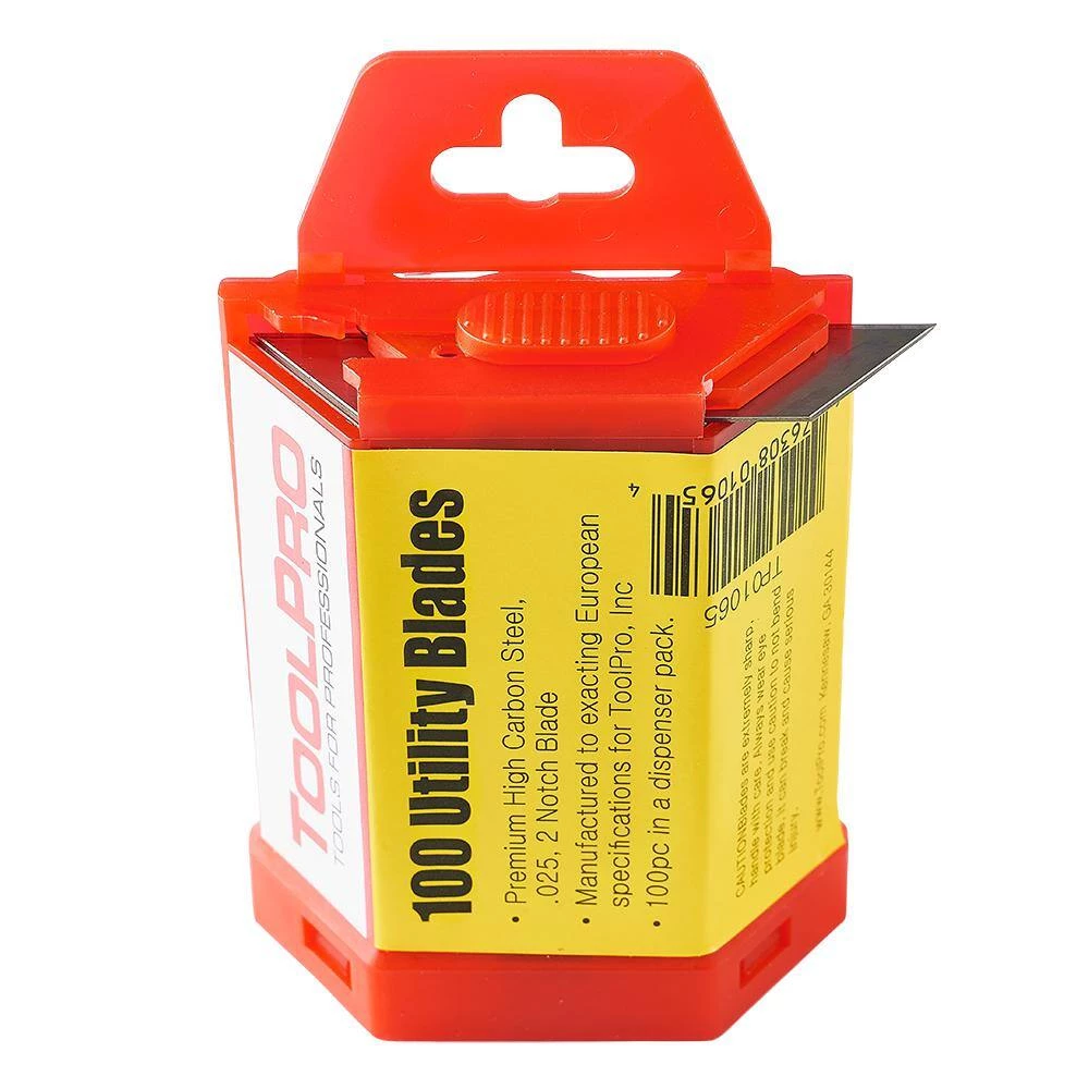 Drywall Utility Knife Blades with Dispenser (100-Pack) by ToolPro - Image 2