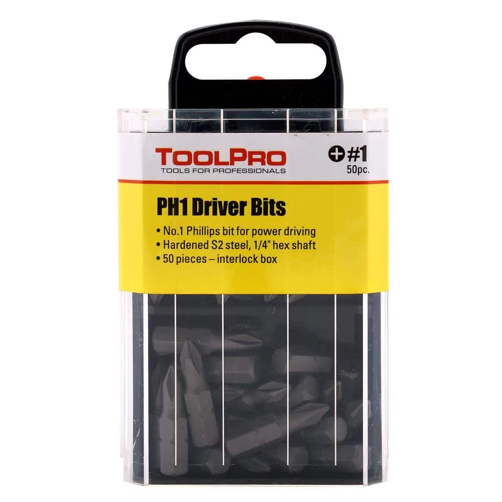 #1 Phillips Bits in Interlocking Storage Box (50-Piece) by ToolPro