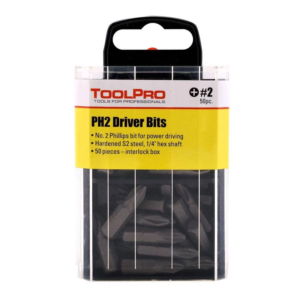 #2 Phillips Bits in Interlocking Storage Box (50-Pieces) by ToolPro - Image 3